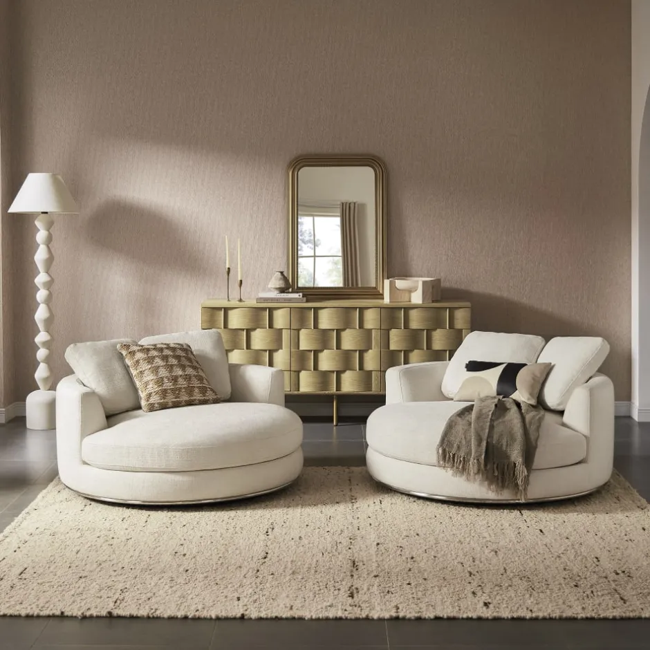 Clearance Hamilton Round Performance Fabric Swivel 1.5 Seater Armchair Armchairs And Accent Chairs