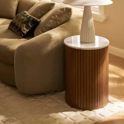 Discount Harper Marble Side Table Nightstands & Bedside Tables|Side Tables
