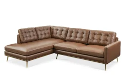 Outlet Isaac Leather Bumper Chaise Sectional Sofa Leather Sofas|Sectional Sofas
