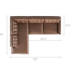 Outlet Isaac Leather Bumper Chaise Sectional Sofa Leather Sofas|Sectional Sofas