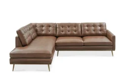 Outlet Isaac Leather Bumper Chaise Sectional Sofa Leather Sofas|Sectional Sofas