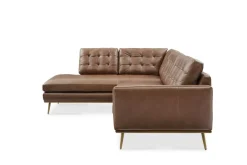 Outlet Isaac Leather Bumper Chaise Sectional Sofa Leather Sofas|Sectional Sofas