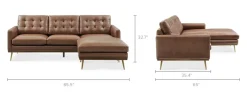Discount Isaac Leather Reversible Sectional Sofa Leather Sofas|Sectional Sofas
