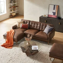 Discount Isaac Leather Reversible Sectional Sofa Leather Sofas|Sectional Sofas