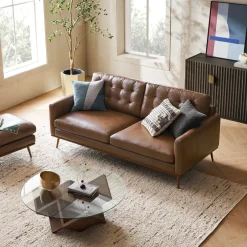 Discount Isaac Leather Sofa Small Living Room Furniture|Leather Sofas