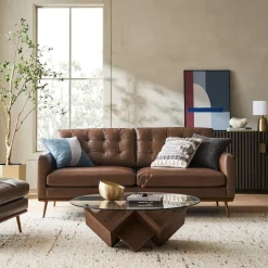 Discount Isaac Leather Sofa Small Living Room Furniture|Leather Sofas
