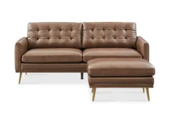 Hot Isaac Leather Sofa with Ottoman Living Room Sets|Living Room Sets