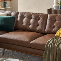 Hot Isaac Leather Sofa with Ottoman Living Room Sets|Living Room Sets