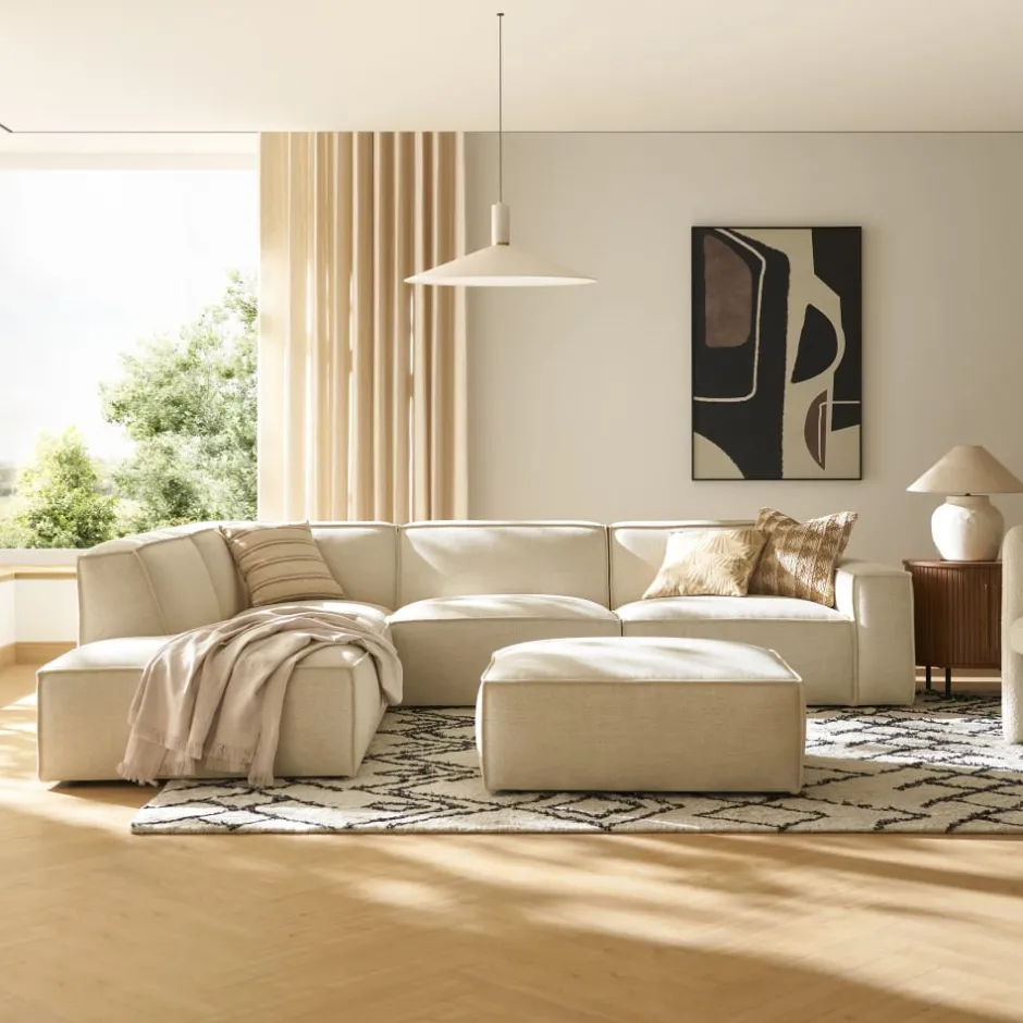 Fashion Jonathan Extended Side Chaise Sectional Sofa with Ottoman Living Room Sets|Living Room Sets