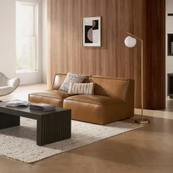 Sale Jonathan Leather Armless 3 Seater Sofa with Ottoman Living Room Sets|Living Room Sets