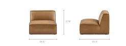 Best Jonathan Leather Armless Sofa Armchairs And Accent Chairs|Leather Sofas