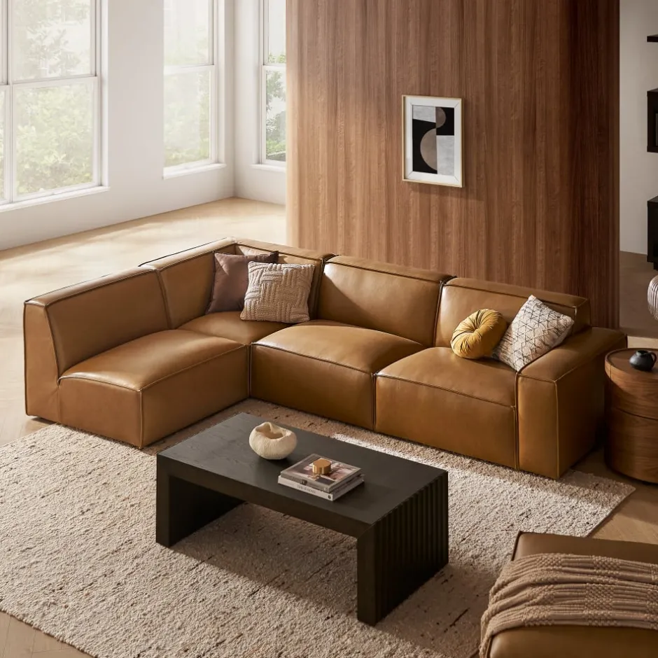 Discount Jonathan Leather Chaise Sectional Sofa Leather Sofas|Sectional Sofas
