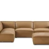 Outlet Jonathan Leather Chaise Sectional Sofa with Ottoman Living Room Sets|Living Room Sets