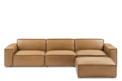 Fashion Jonathan Leather Extended Sofa with Ottoman Living Room Sets|Living Room Sets