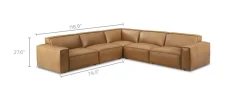 Outlet Jonathan Leather L-Shape Sectional Sofa Leather Sofas|Sectional Sofas