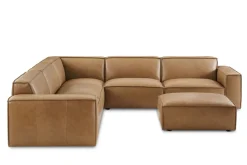 Best Jonathan Leather L-Shape Sectional Sofa with Ottoman Living Room Sets|Living Room Sets