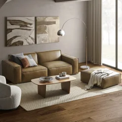 Hot Jonathan Leather Sofa with Ottoman Living Room Sets|Living Room Sets