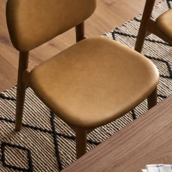 Hot Kelsey Leather Chair, Walnut Stain Dining Chairs|Small Dining Room Furniture