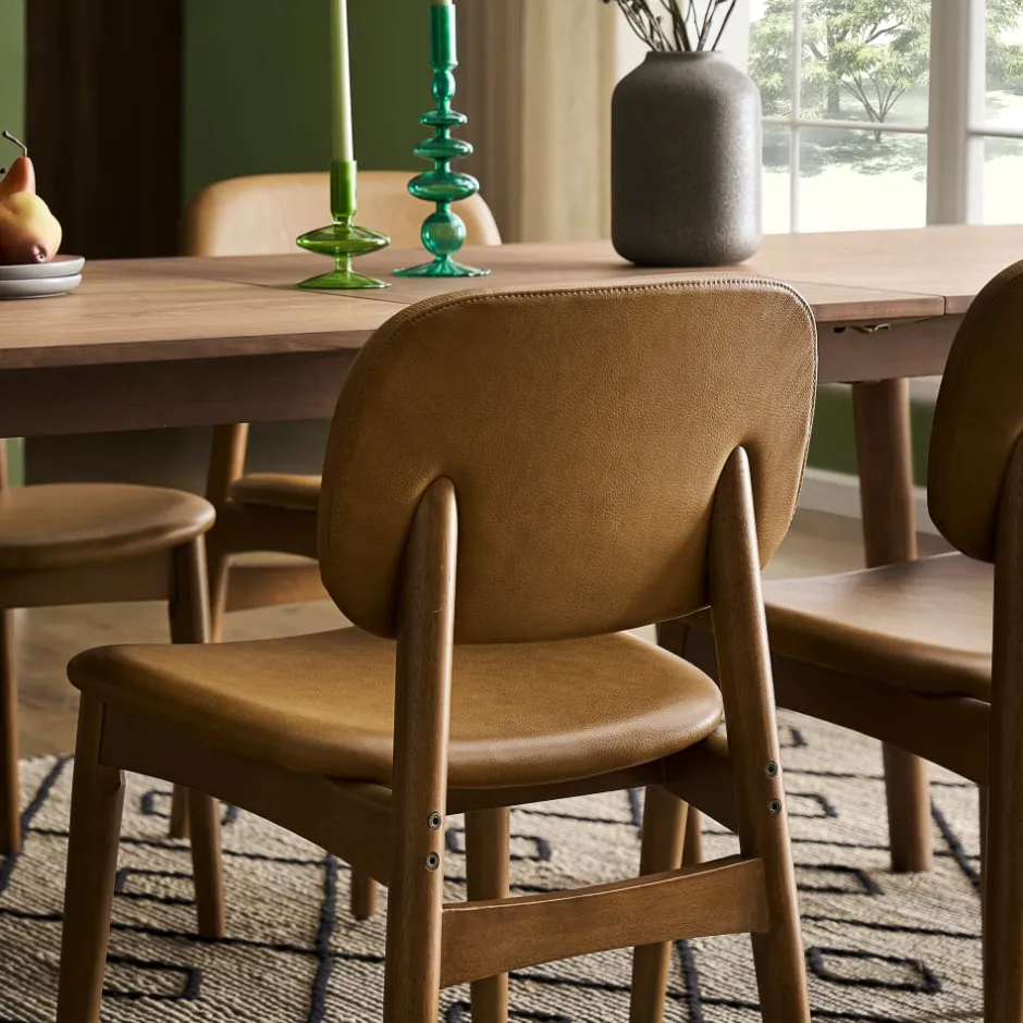 Hot Kelsey Leather Chair, Walnut Stain Dining Chairs|Small Dining Room Furniture
