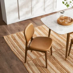 Hot Kelsey Leather Chair, Walnut Stain Dining Chairs|Small Dining Room Furniture