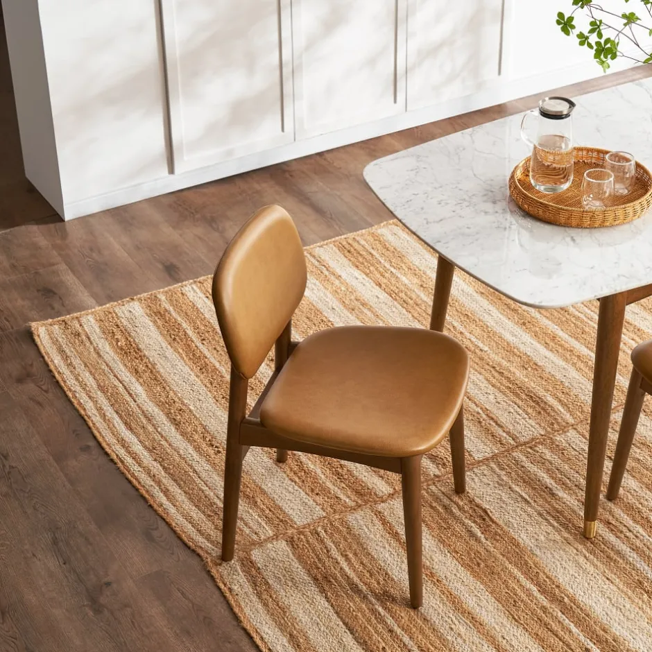 Hot Kelsey Leather Chair, Walnut Stain Dining Chairs|Small Dining Room Furniture