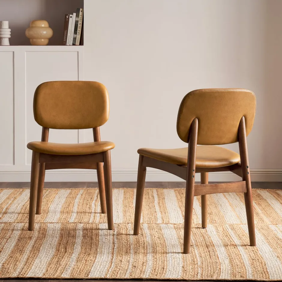 Hot Kelsey Leather Chair, Walnut Stain Dining Chairs|Small Dining Room Furniture