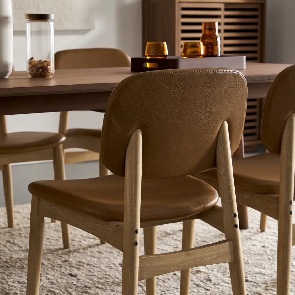 Discount Kelsey Leather Chair, White Wash Dining Chairs|Small Dining Room Furniture