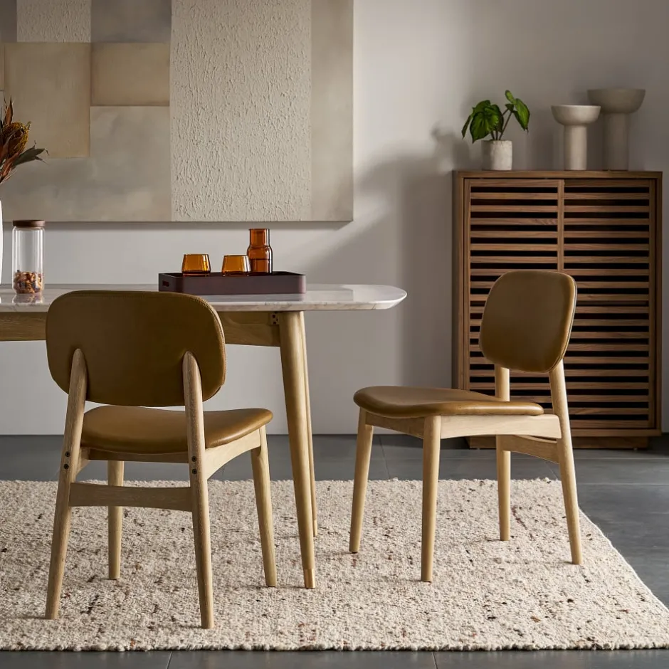Discount Kelsey Leather Chair, White Wash Dining Chairs|Small Dining Room Furniture