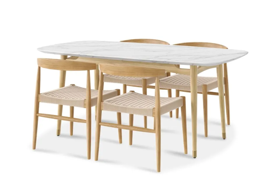 Clearance Kelsey Marble Dining Table with Austen Chair Set Dining Room Furniture Sets|Dining Room Sets