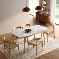 Clearance Kelsey Marble Dining Table with Austen Chair Set Dining Room Furniture Sets|Dining Room Sets