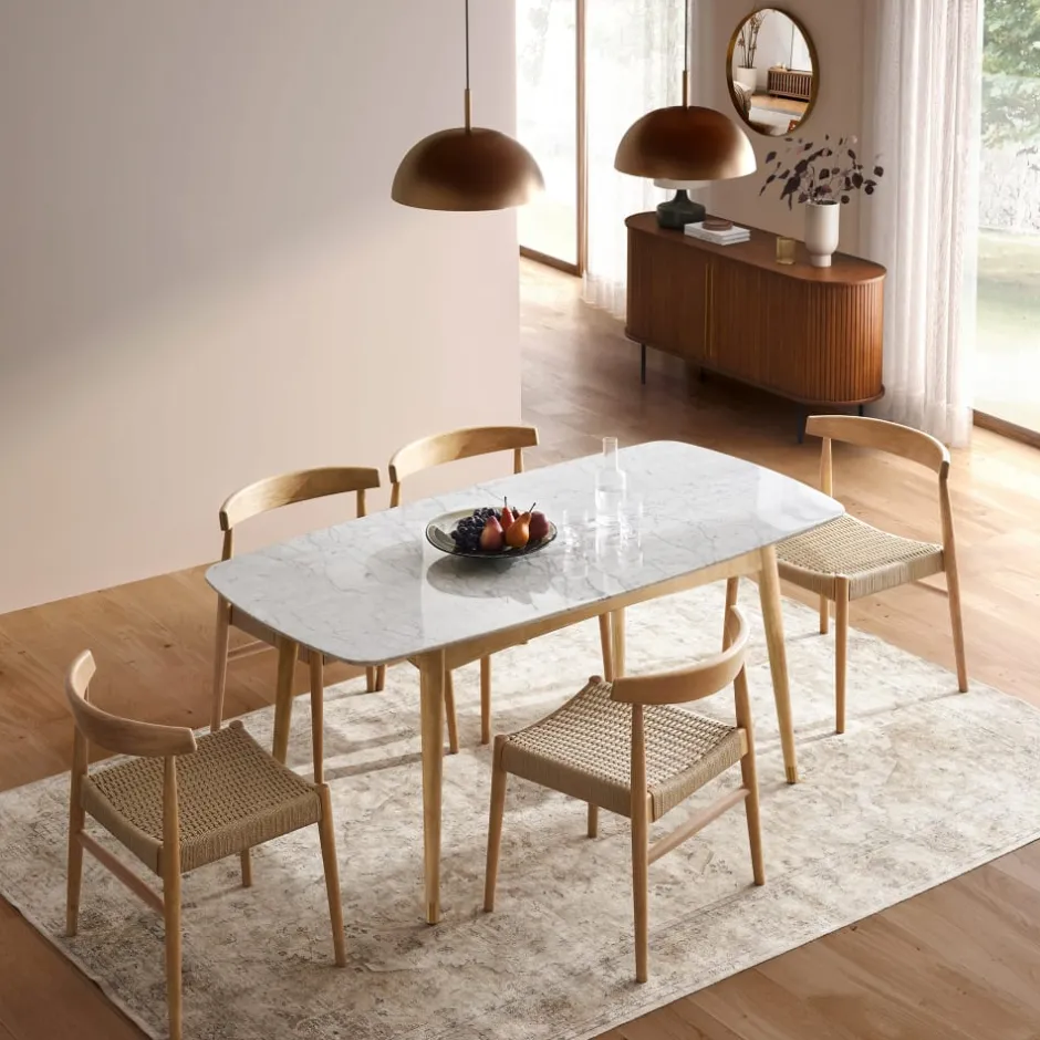 Clearance Kelsey Marble Dining Table with Austen Chair Set Dining Room Furniture Sets|Dining Room Sets
