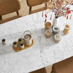 Clearance Kelsey Marble Dining Table with Austen Chair Set Dining Room Furniture Sets|Dining Room Sets