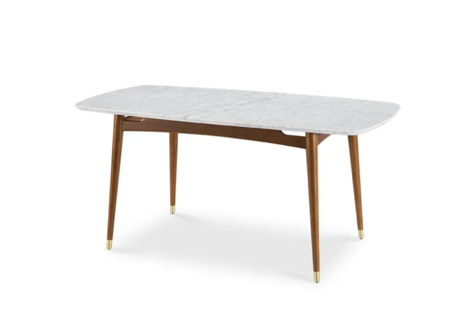 New Kelsey Marble Dining Table with 4 Leather Chairs, Walnut Stain Small Dining Room Furniture|Dining Room Furniture Sets