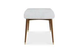 New Kelsey Marble Dining Table with 4 Leather Chairs, Walnut Stain Small Dining Room Furniture|Dining Room Furniture Sets