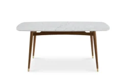 New Kelsey Marble Dining Table with 4 Leather Chairs, Walnut Stain Small Dining Room Furniture|Dining Room Furniture Sets