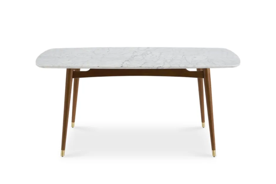 New Kelsey Marble Dining Table with 4 Leather Chairs, Walnut Stain Small Dining Room Furniture|Dining Room Furniture Sets