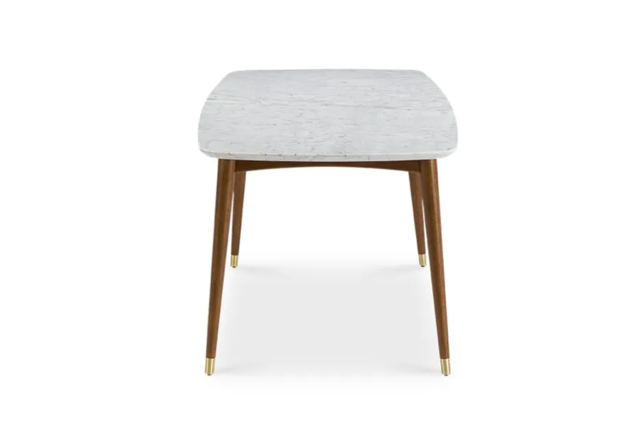 New Kelsey Marble Dining Table with 4 Leather Chairs, Walnut Stain Small Dining Room Furniture|Dining Room Furniture Sets