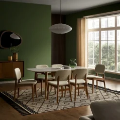 New Kelsey Marble Dining Table with 4 Chairs, Walnut Stain Small Dining Room Furniture|Dining Room Furniture Sets