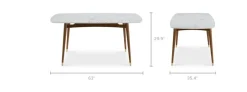 Fashion Kelsey Marble Dining Table, Walnut Stain Small Dining Room Furniture|Dining Tables