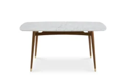 Fashion Kelsey Marble Dining Table, Walnut Stain Small Dining Room Furniture|Dining Tables