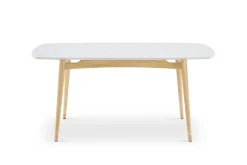 Fashion Kelsey Marble Dining Table with 4 Leather Chairs, White Wash Small Dining Room Furniture|Dining Room Furniture Sets