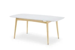Fashion Kelsey Marble Dining Table with 4 Leather Chairs, White Wash Small Dining Room Furniture|Dining Room Furniture Sets