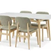 Fashion Kelsey Marble Dining Table with 4 Chairs, White Wash Small Dining Room Furniture|Dining Room Furniture Sets