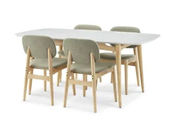 Fashion Kelsey Marble Dining Table with 4 Chairs, White Wash Small Dining Room Furniture|Dining Room Furniture Sets