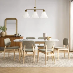 Fashion Kelsey Marble Dining Table with 4 Chairs, White Wash Small Dining Room Furniture|Dining Room Furniture Sets