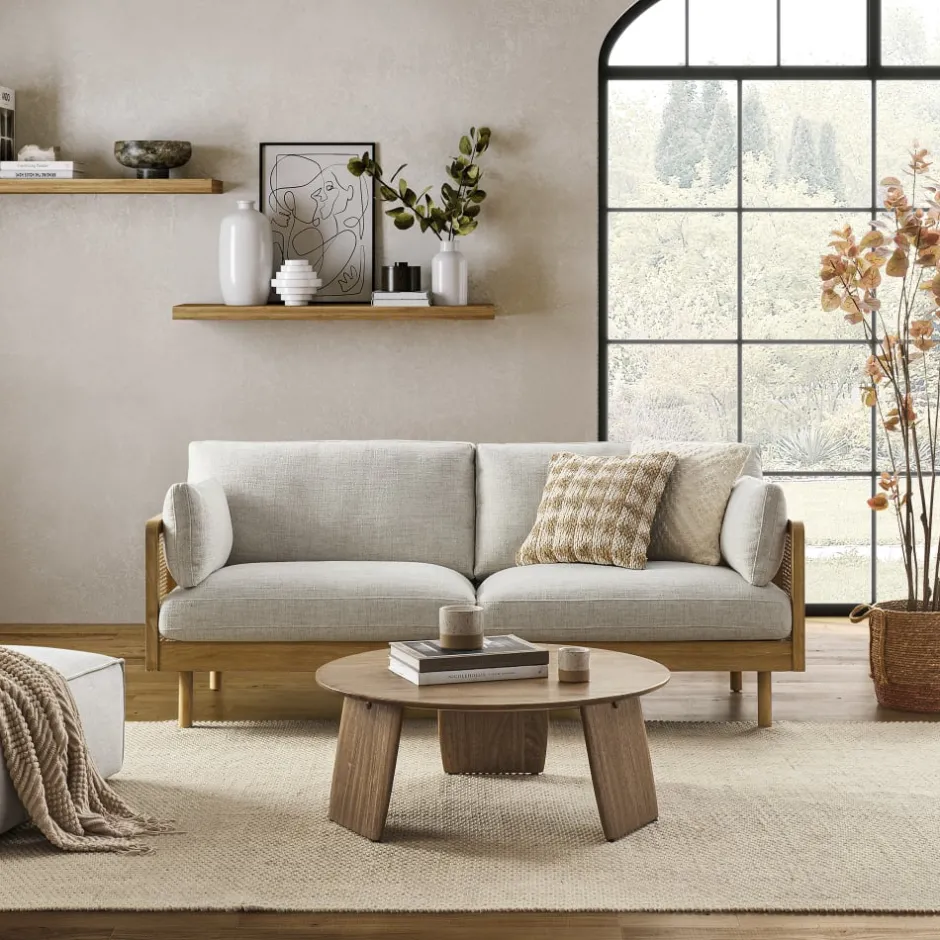 Sale Lucia Cane Sofa, White Wash Small Living Room Furniture|3 Seater Sofas