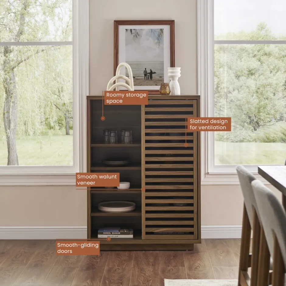 Discount Luka Cabinet, Walnut Sideboards & Buffet Cabinets