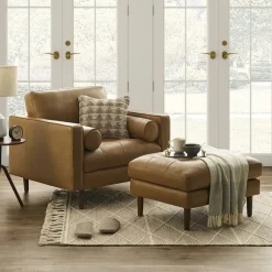 Online Madison Leather Armchair with Ottoman Living Room Sets|Living Room Sets