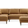 New Madison Leather Chaise Sectional Sofa with Ottoman Living Room Sets|Living Room Sets