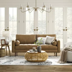 Sale Madison Leather Sofa with Ottoman Living Room Sets|Living Room Sets
